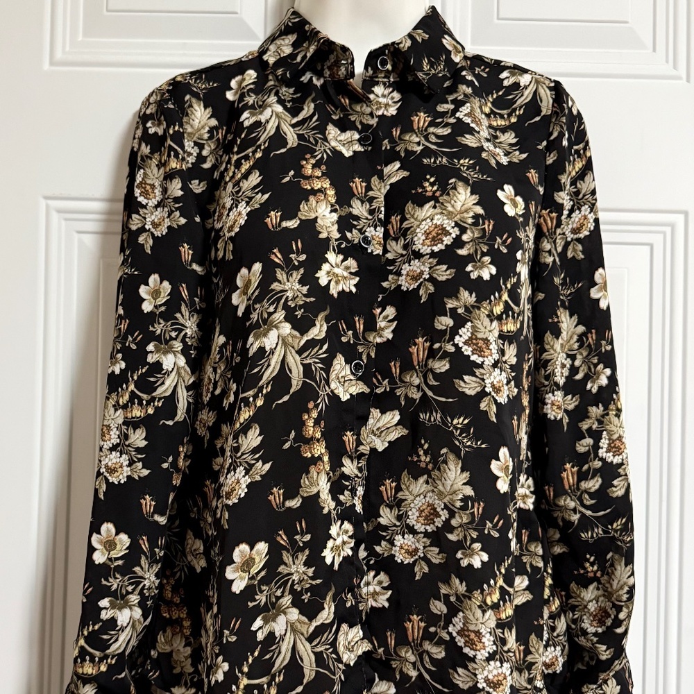 Philosophy Button Down Blouse SZ XS Floral Business Office Boho Vintage Inspired